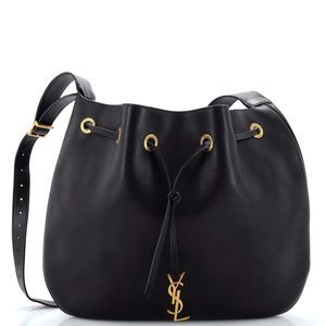 Saint Laurent Paris VII Hobo Leather Medium Black